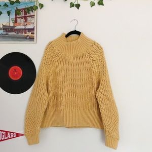 Yellow Knit Turtleneck Sweater